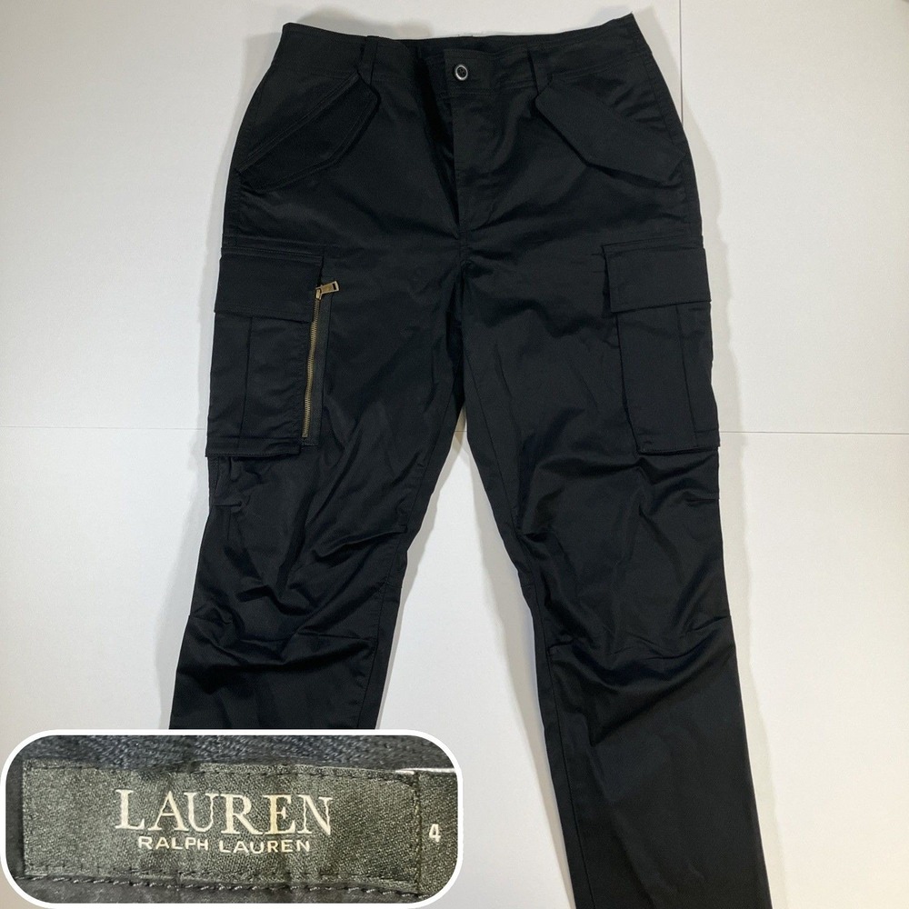 Lauren Ralph Lauren Black Label Cargo Pants Womens 4 Black Utility Stretch